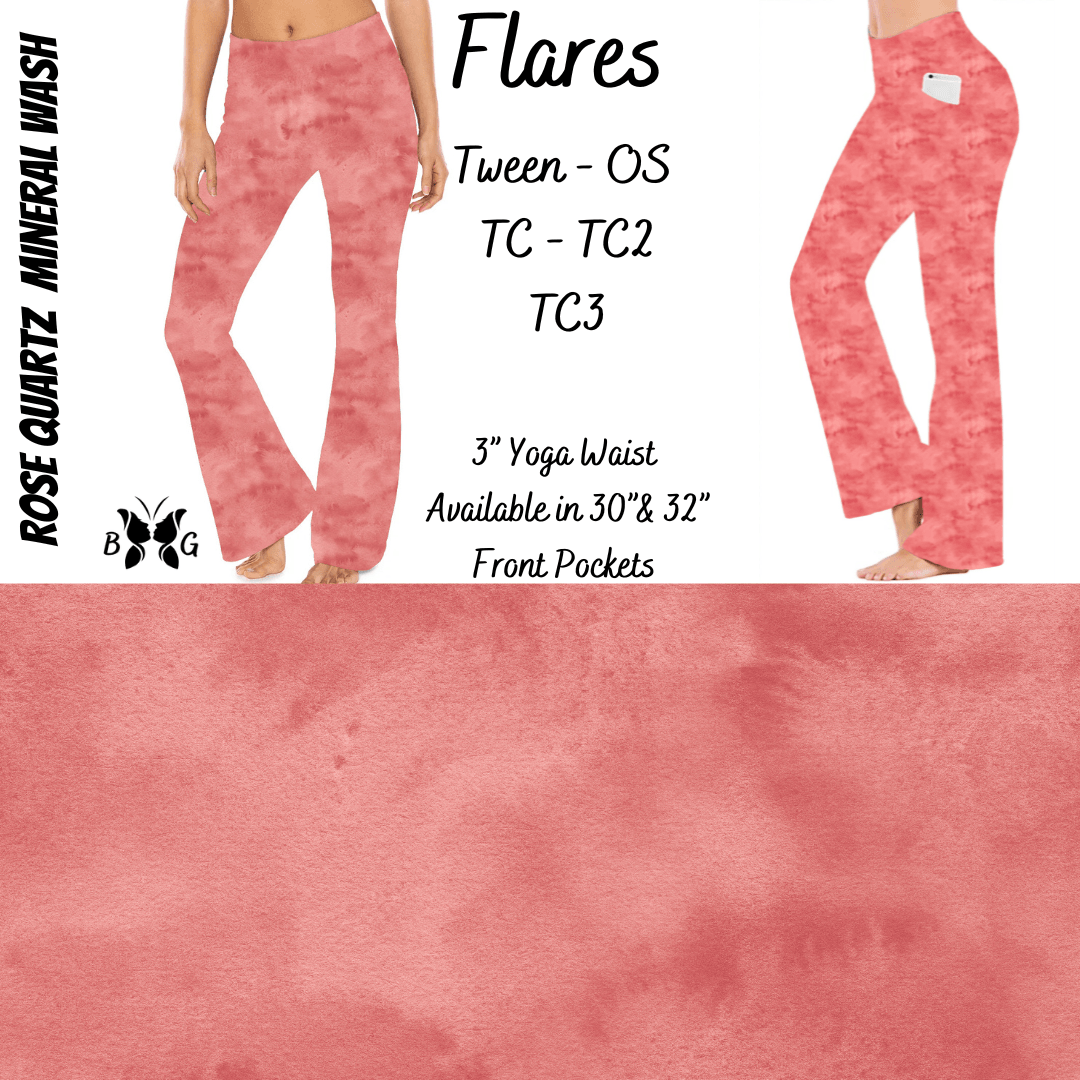 Rose Quartz Mineral Wash Yoga Flares with Pockets - That’s So Fletch Boutique 