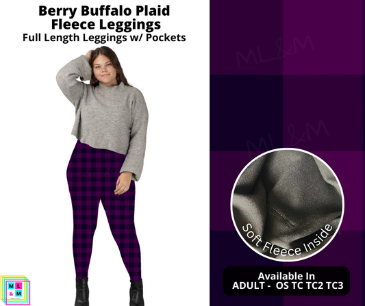 Berry Buffalo Plaid Fleece Leggings
