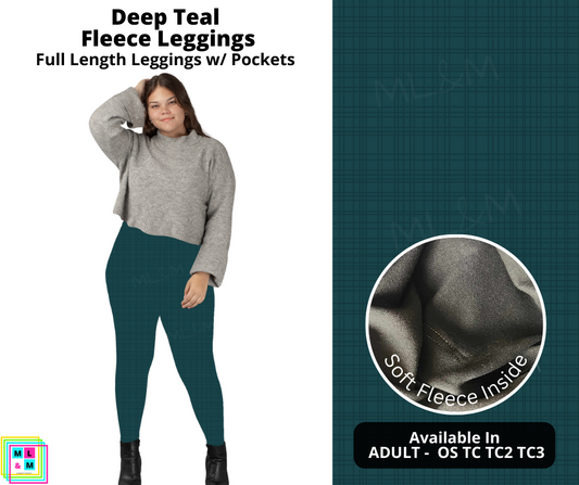 Deep Teal Fleece Leggings