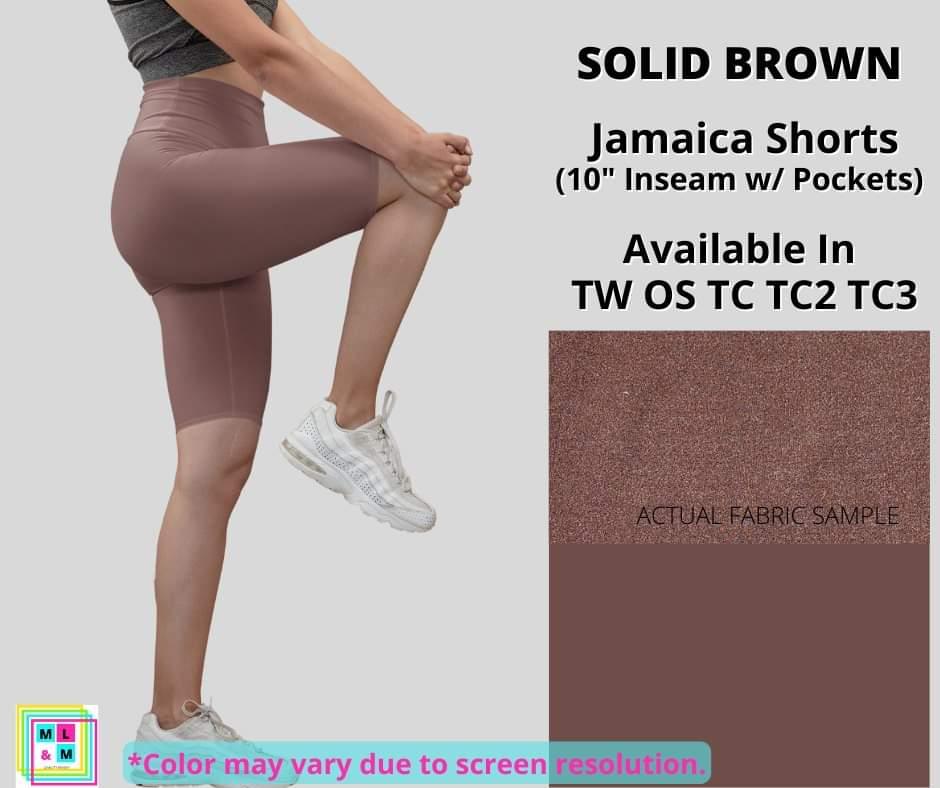 Solid Brown 10" Jamaica Shorts
