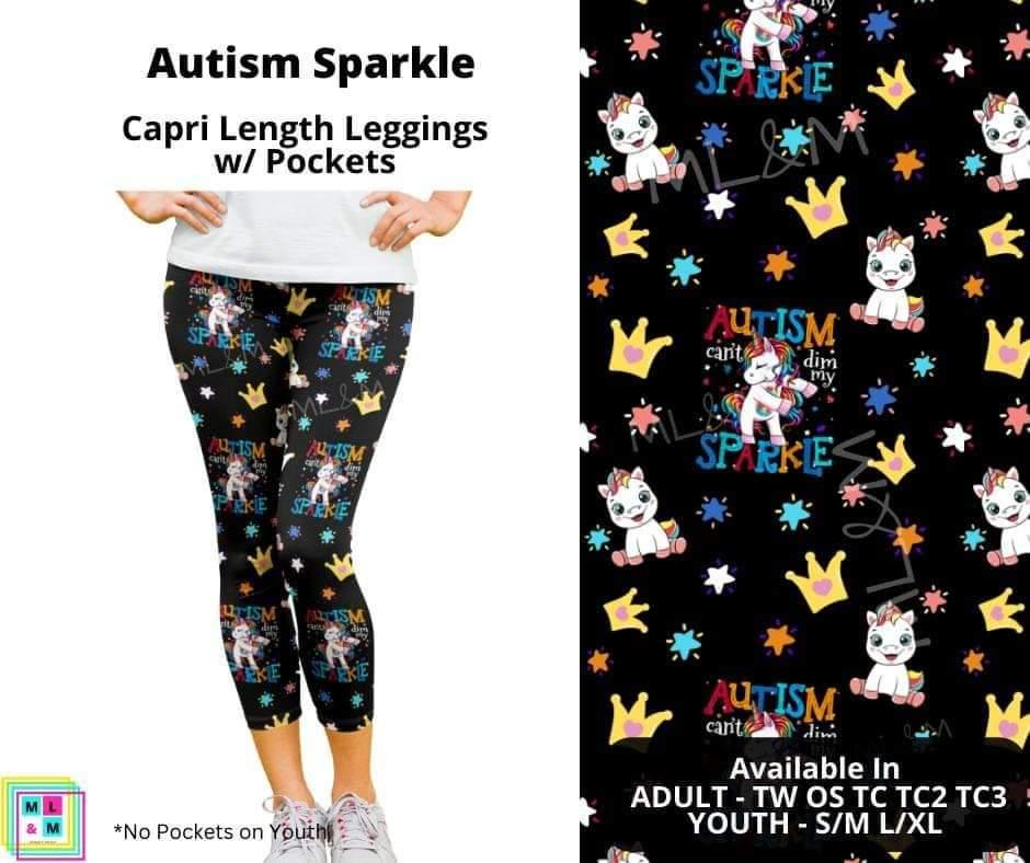 Autism Sparkle Capri Length w/ Pockets