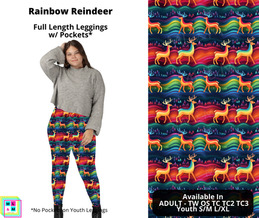 Rainbow Reindeer Full Length Leggings w/ Pockets