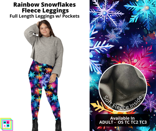Rainbow Snowflakes Fleece Leggings