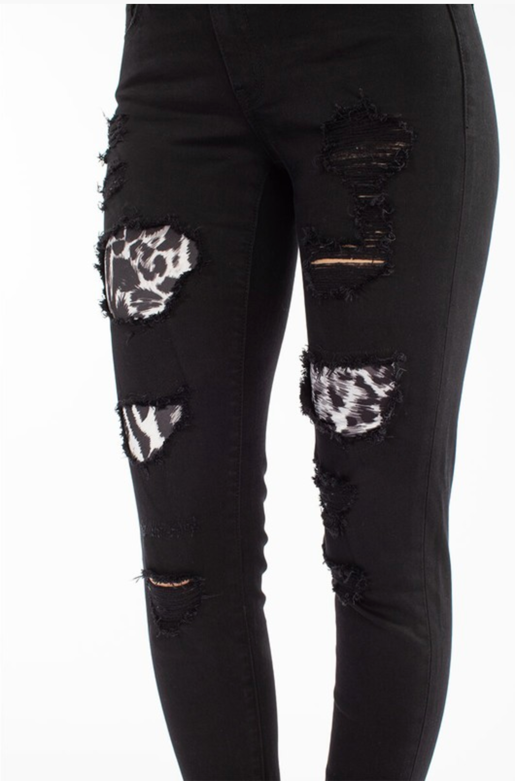 Rebel With a Cause Snow Leopard Patch Kan Can Skinnies