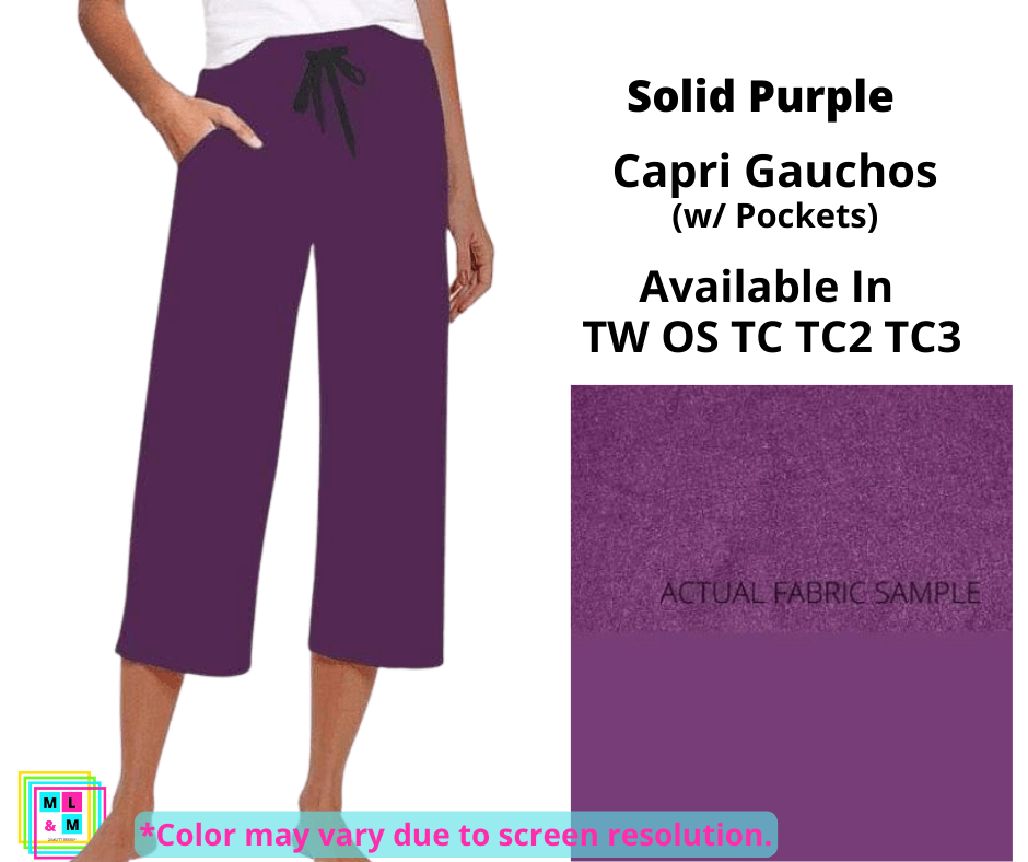 Solid Purple Capri Gauchos