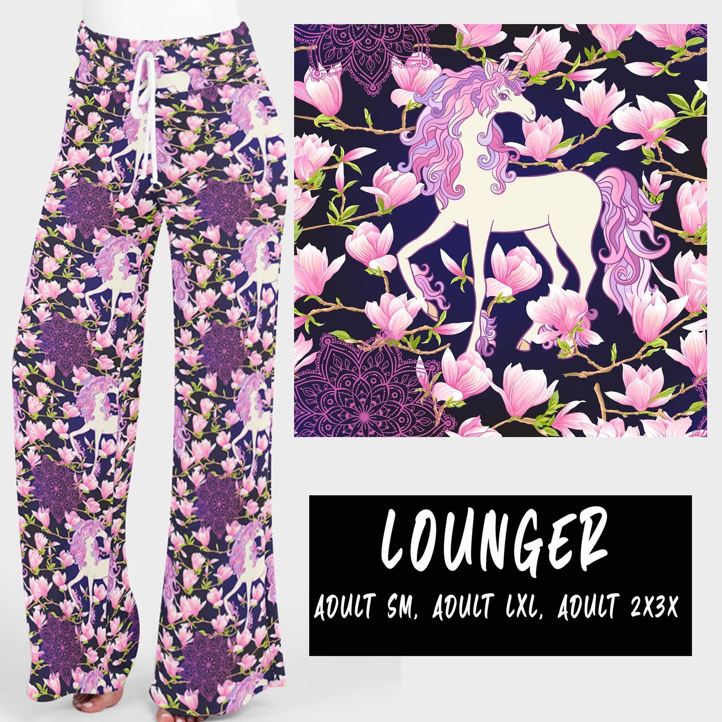 LOUNGERS- FLORAL UNICORN