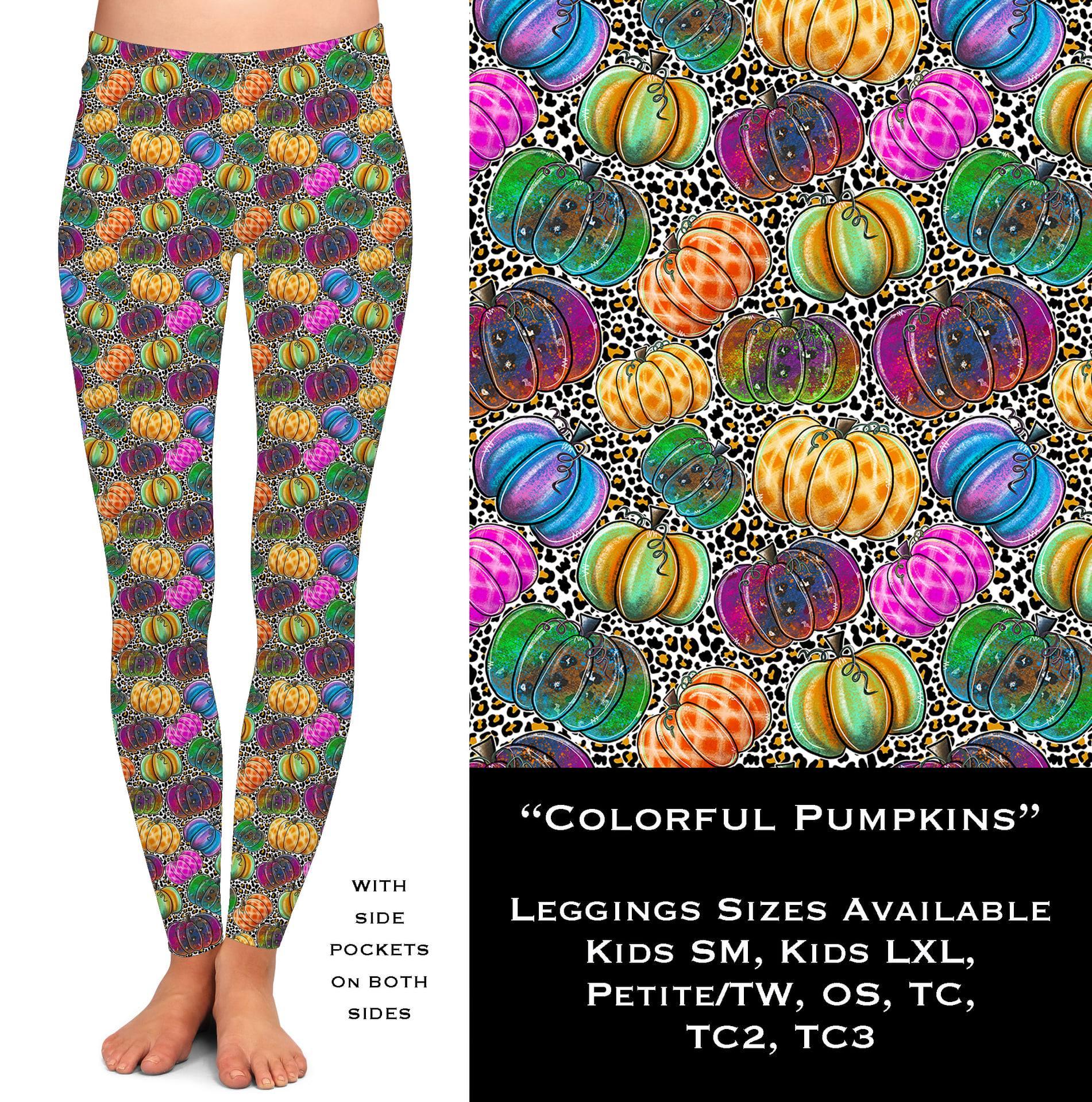 Colorful Pumpkins - Leggings with Pockets - That’s So Fletch Boutique 