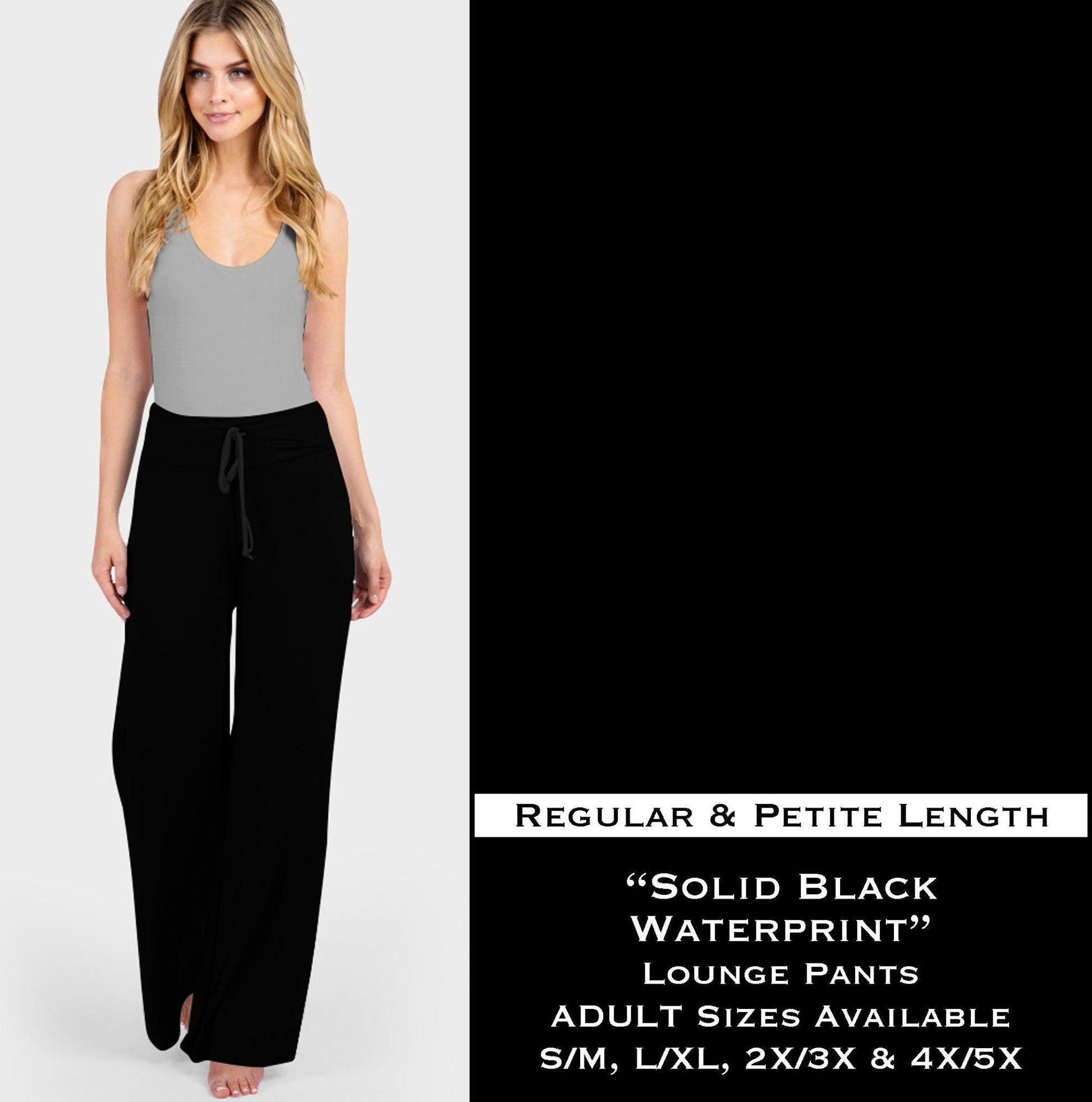 Solid Black Waterprint Lounge Pants - That’s So Fletch Boutique 