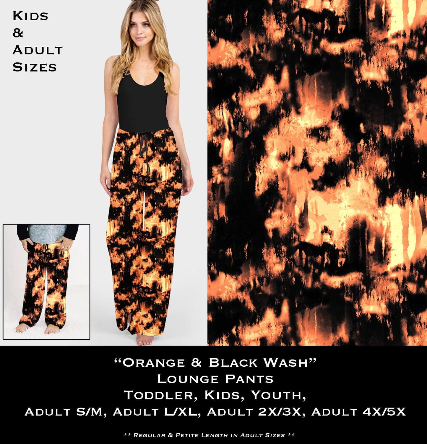 Orange & Black Wash Lounge Pants - That’s So Fletch Boutique 