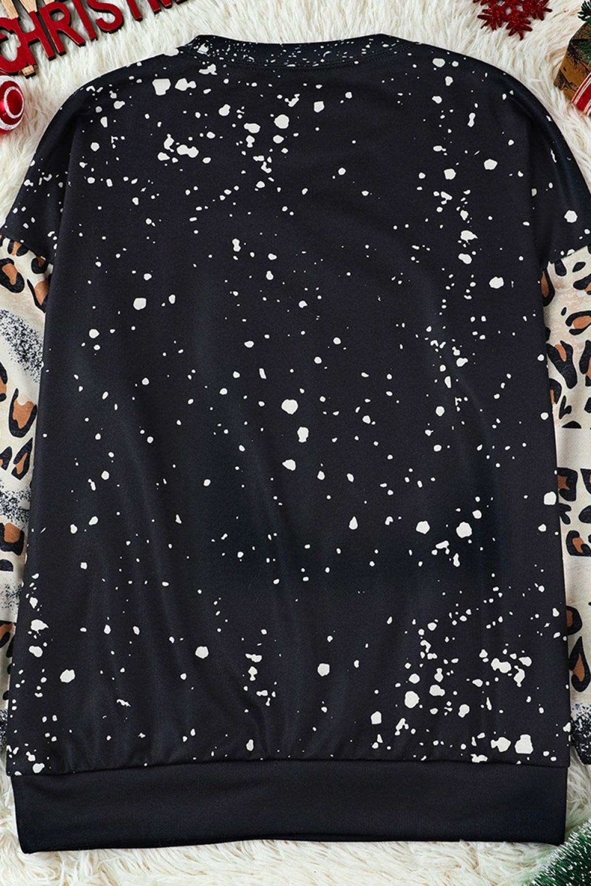 Black PRAY Leopard Bleached Pullover Sweatshirt - That’s So Fletch Boutique 