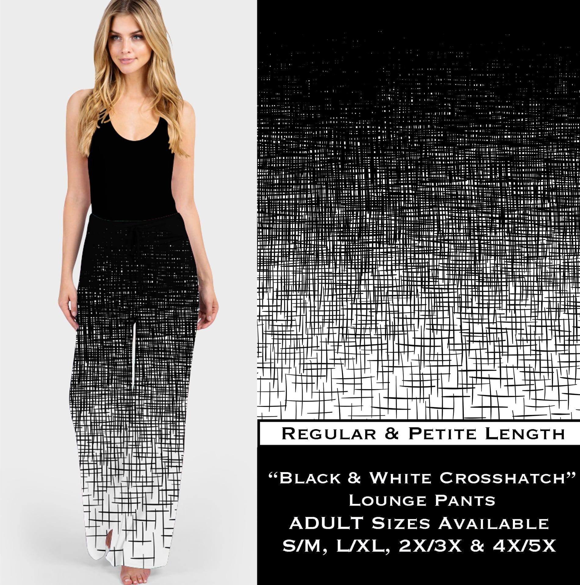 Black & White Crosshatch - Lounge Pants - That’s So Fletch Boutique 