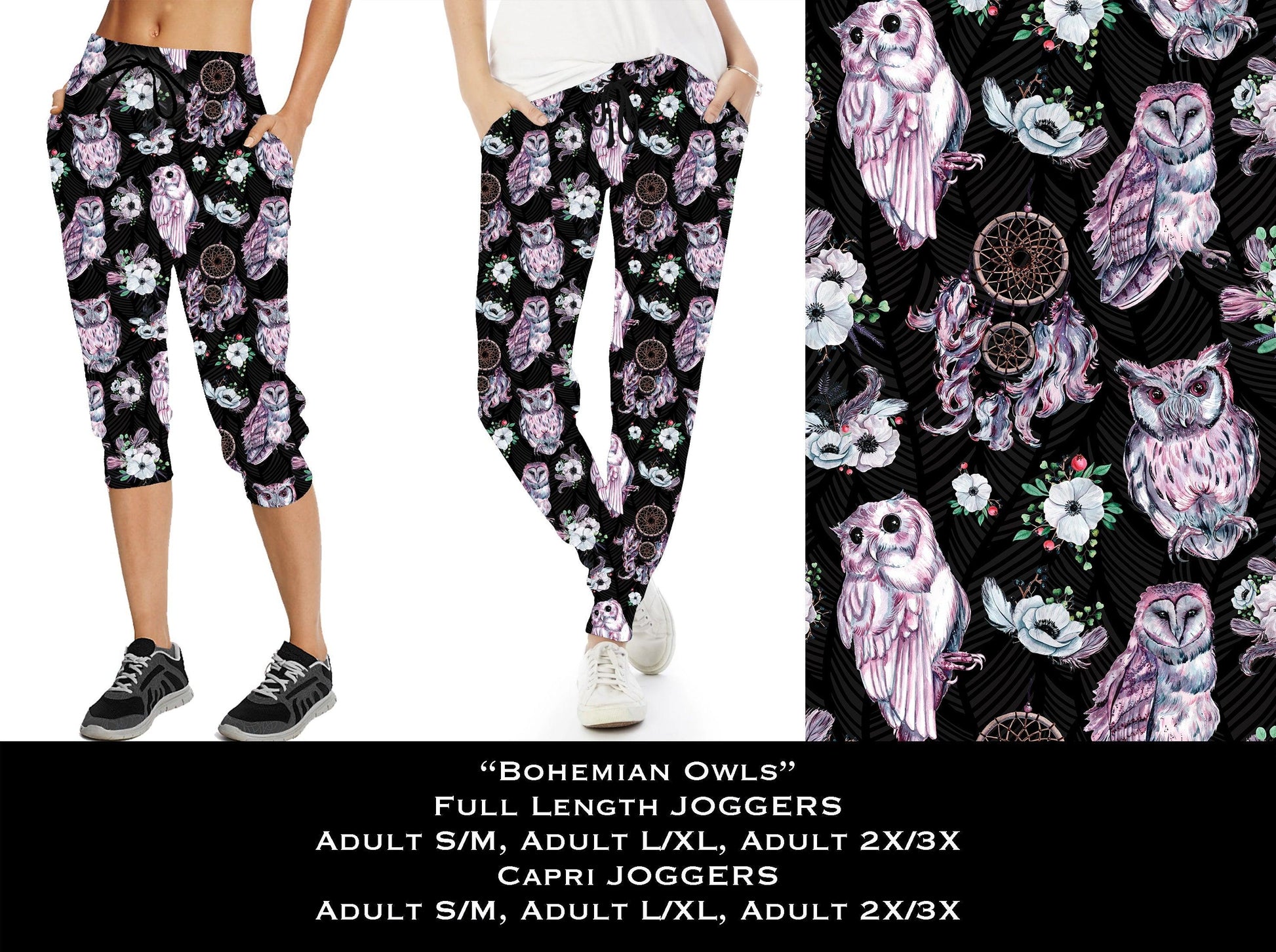 Bohemian Owls - Full & Capri Joggers - That’s So Fletch Boutique 