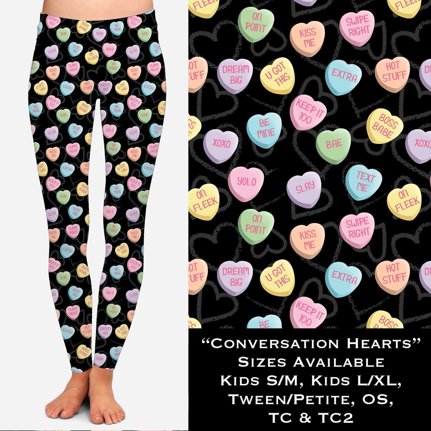 Conversation Hearts - Leggings - That’s So Fletch Boutique 