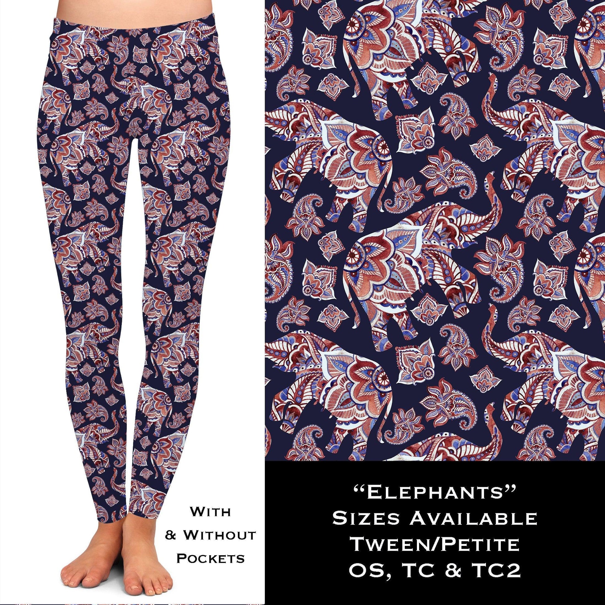 Elephants - Leggings with Pockets - That’s So Fletch Boutique 