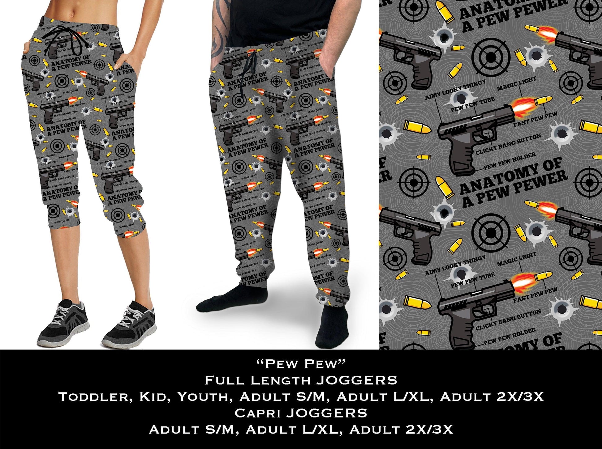 Pew Pew - Full & Capri Joggers - That’s So Fletch Boutique 