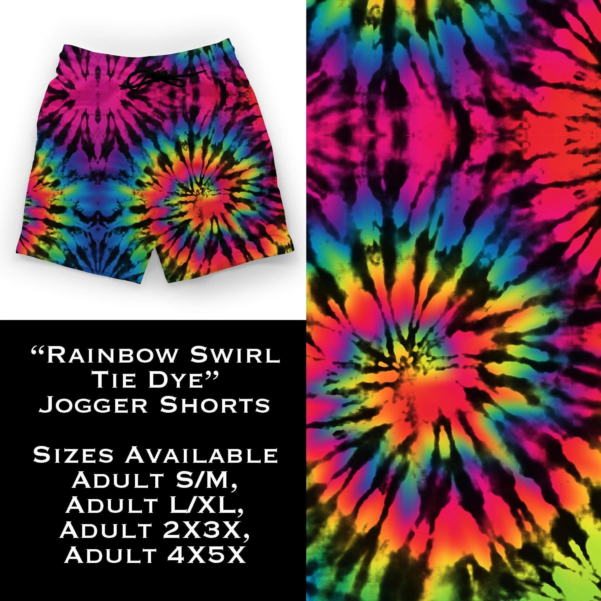 Rainbow Swirl Tie Dye Jogger Shorts - That’s So Fletch Boutique 
