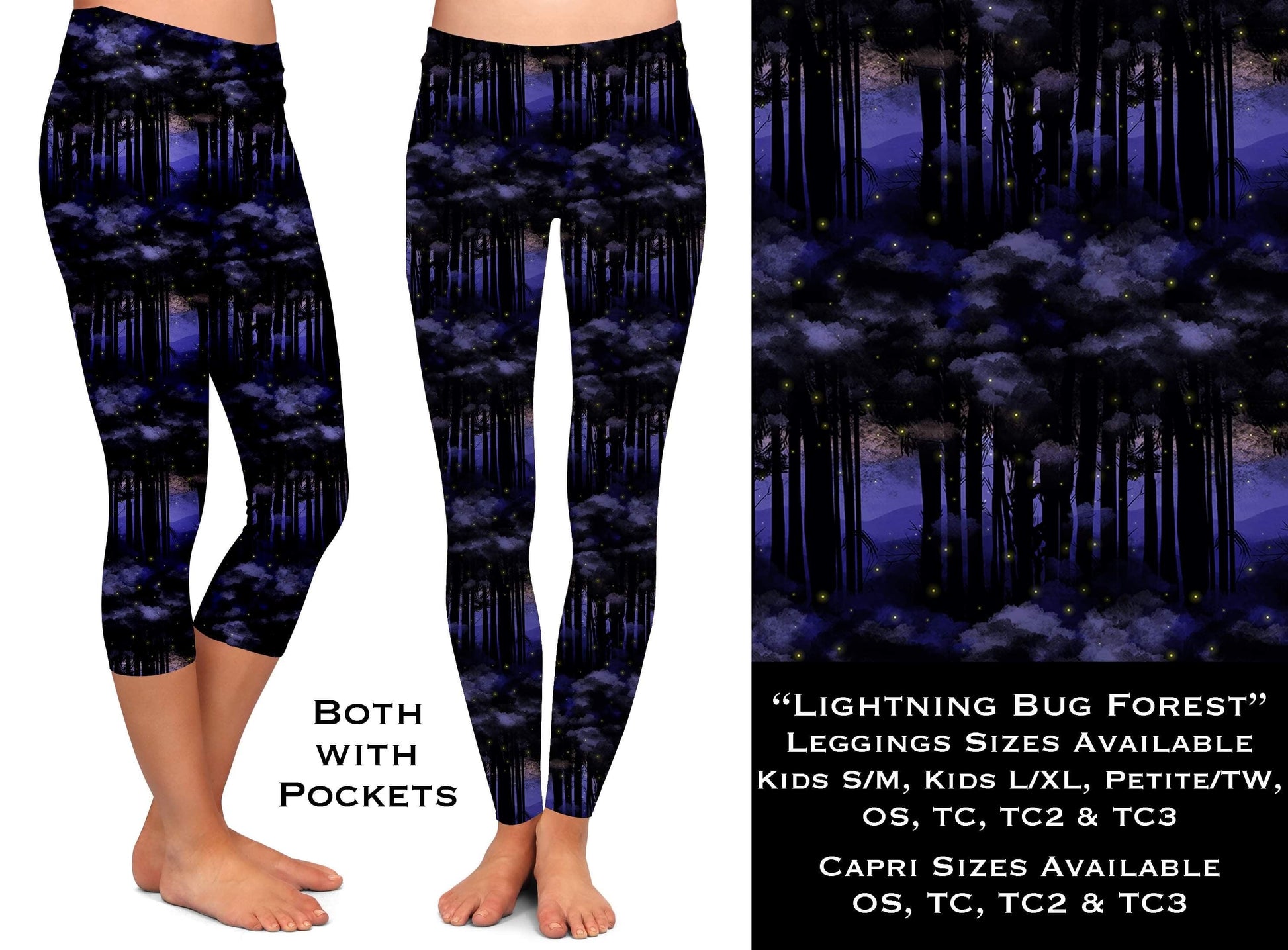 Lightning Bug Forest - Full & Capri Leggings w/Pockets - That’s So Fletch Boutique 
