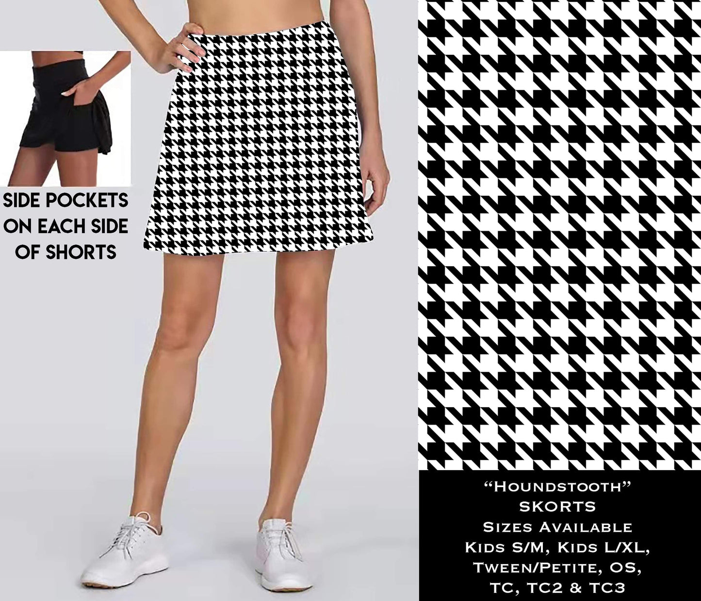 Houndstooth Skort with Pockets - That’s So Fletch Boutique 