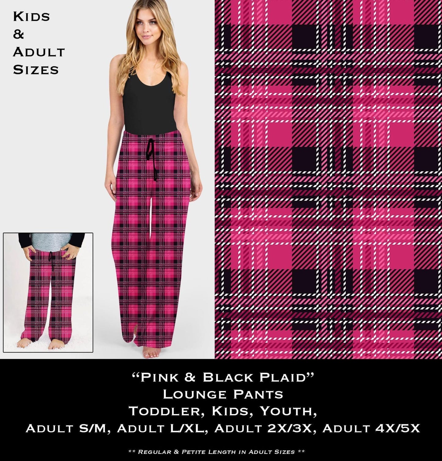 Pink & Black Plaid Lounge Pants - That’s So Fletch Boutique 