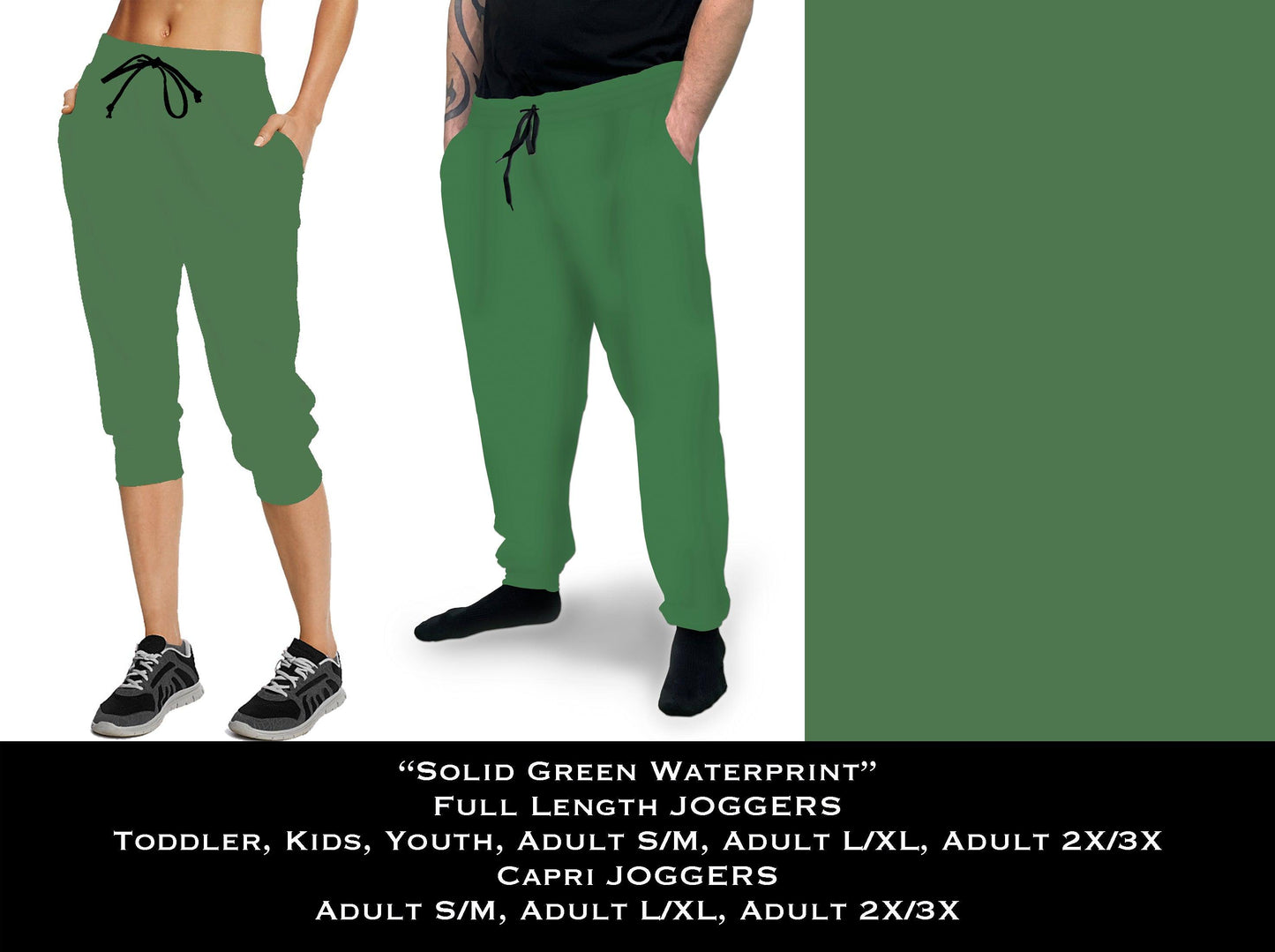 Solid Green Waterprint - Full & Capri Joggers - That’s So Fletch Boutique 