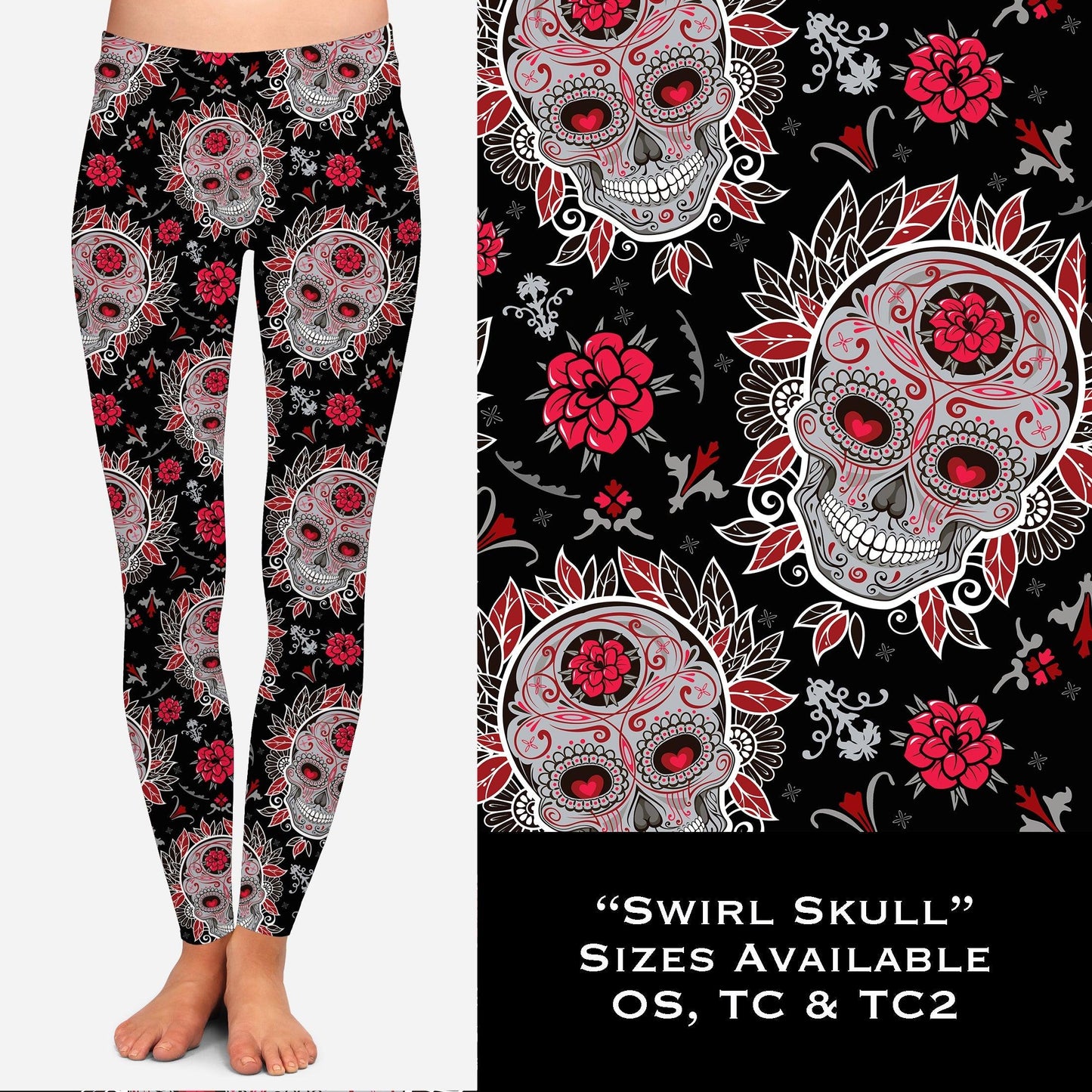 Swirl Skull - Legging & Capri - That’s So Fletch Boutique 