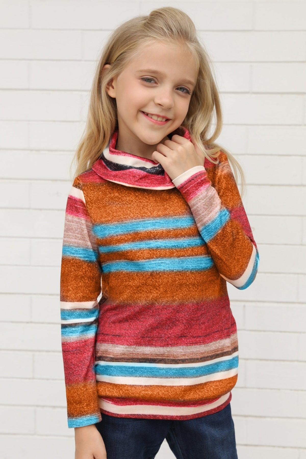 Cowl Neck Girl's Striped Sweatshirt - That’s So Fletch Boutique 