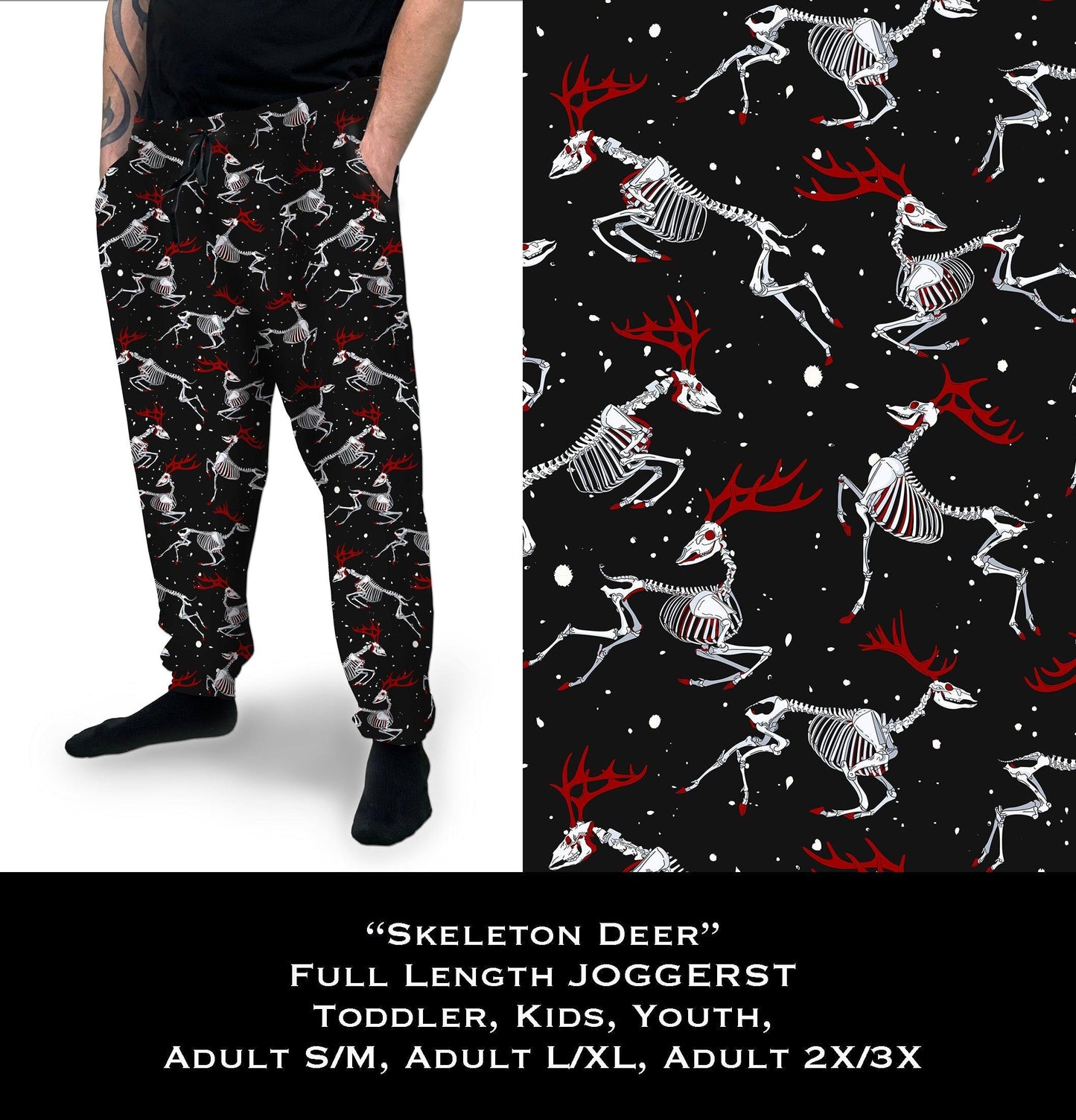 Skeleton Deer - Full & Capri Joggers - That’s So Fletch Boutique 