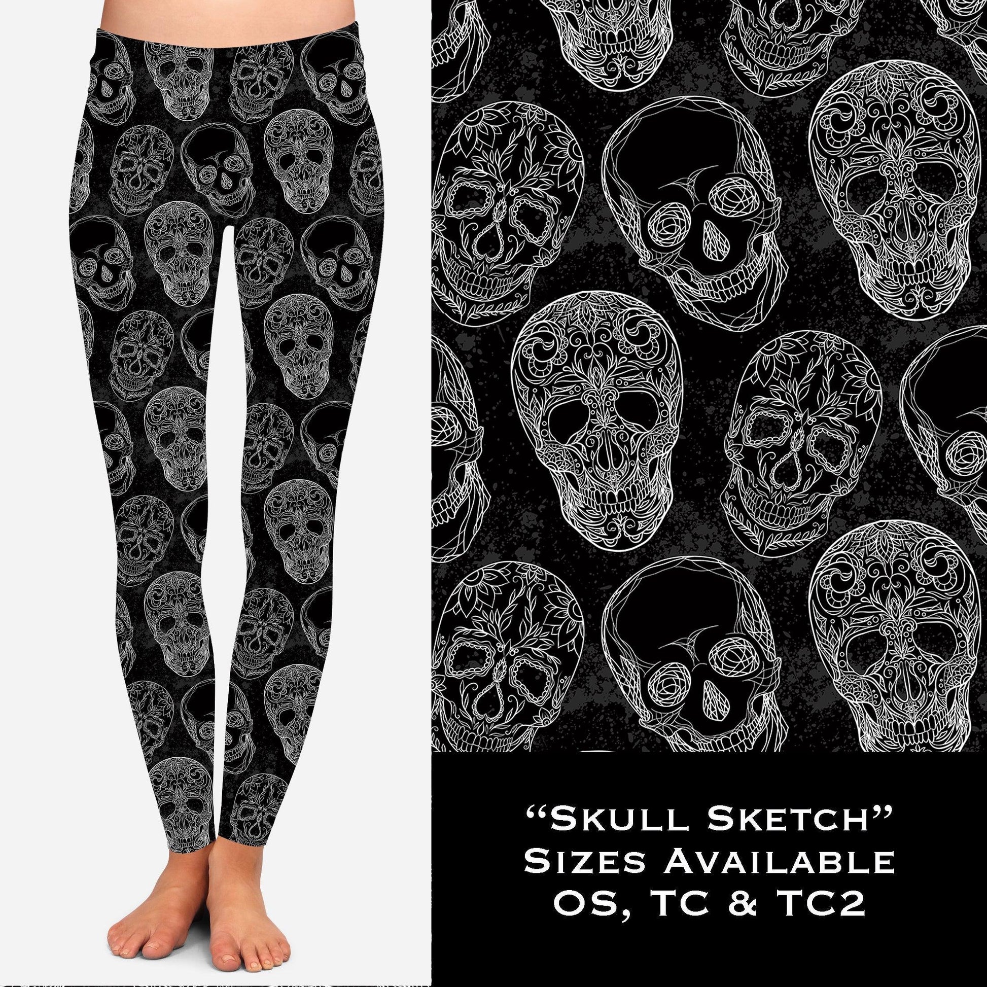 Skull Sketch - Legging & Capri - That’s So Fletch Boutique 