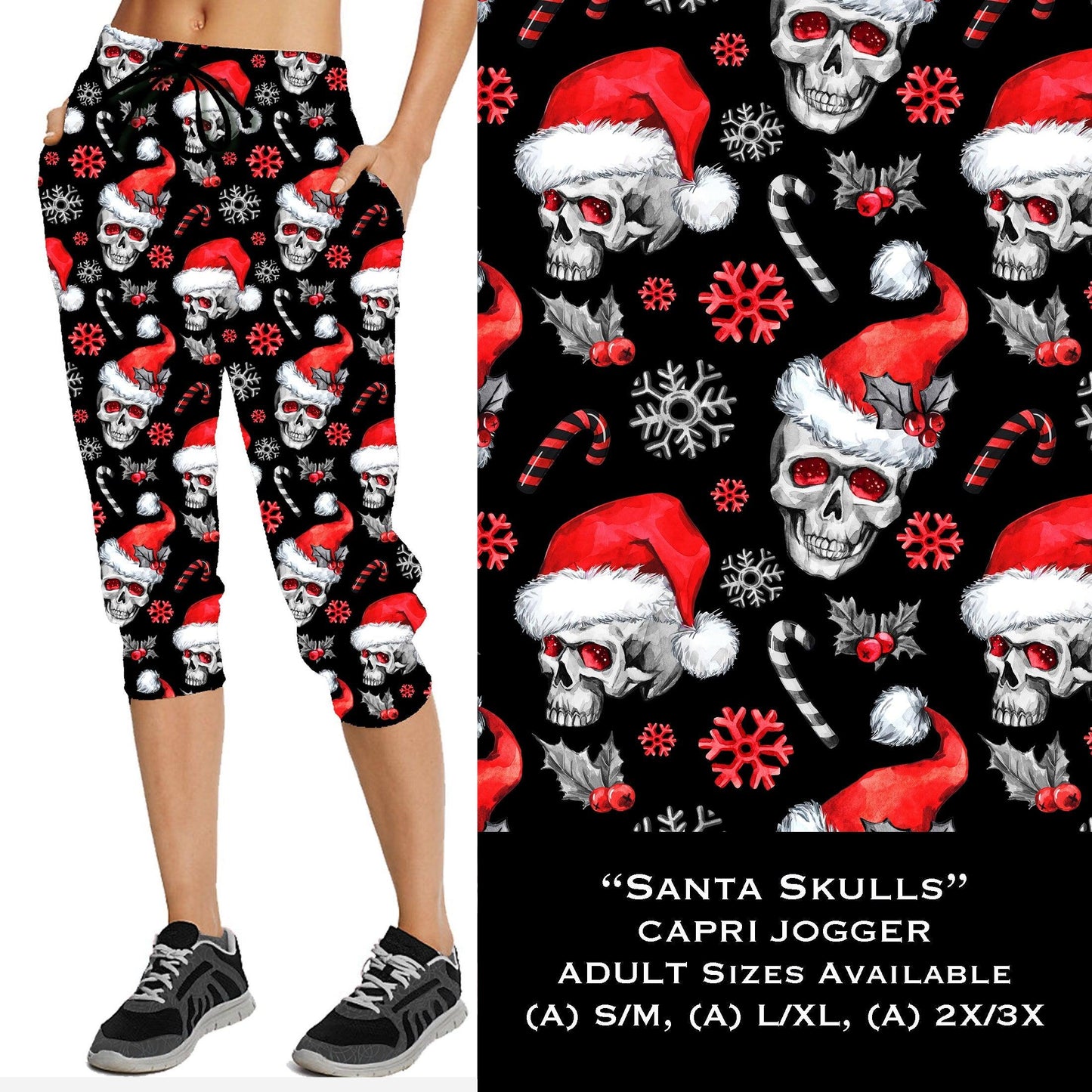 Santa Skulls - Full & Capri Joggers - That’s So Fletch Boutique 
