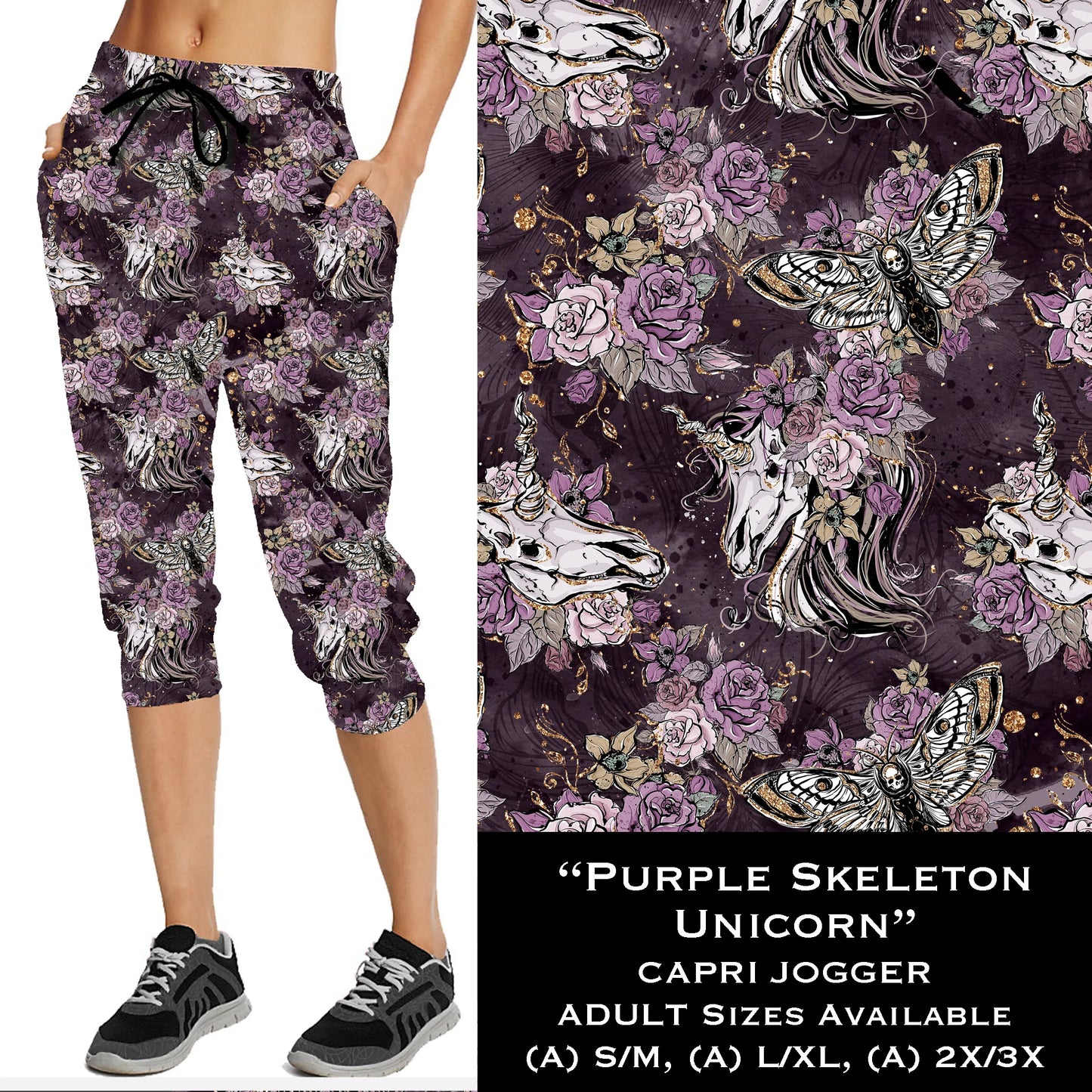Purple Skeleton Unicorn - Full & Capri Joggers - That’s So Fletch Boutique 