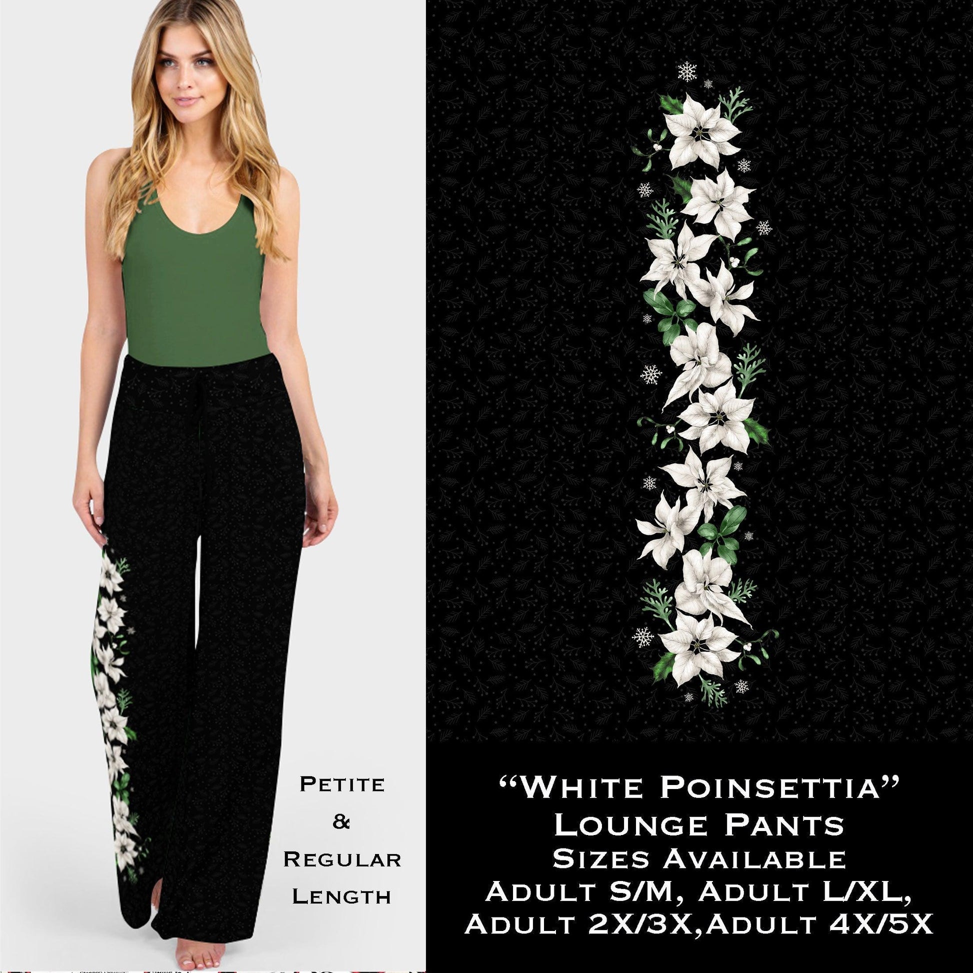 White Poinsettia - Lounge Pants - That’s So Fletch Boutique 